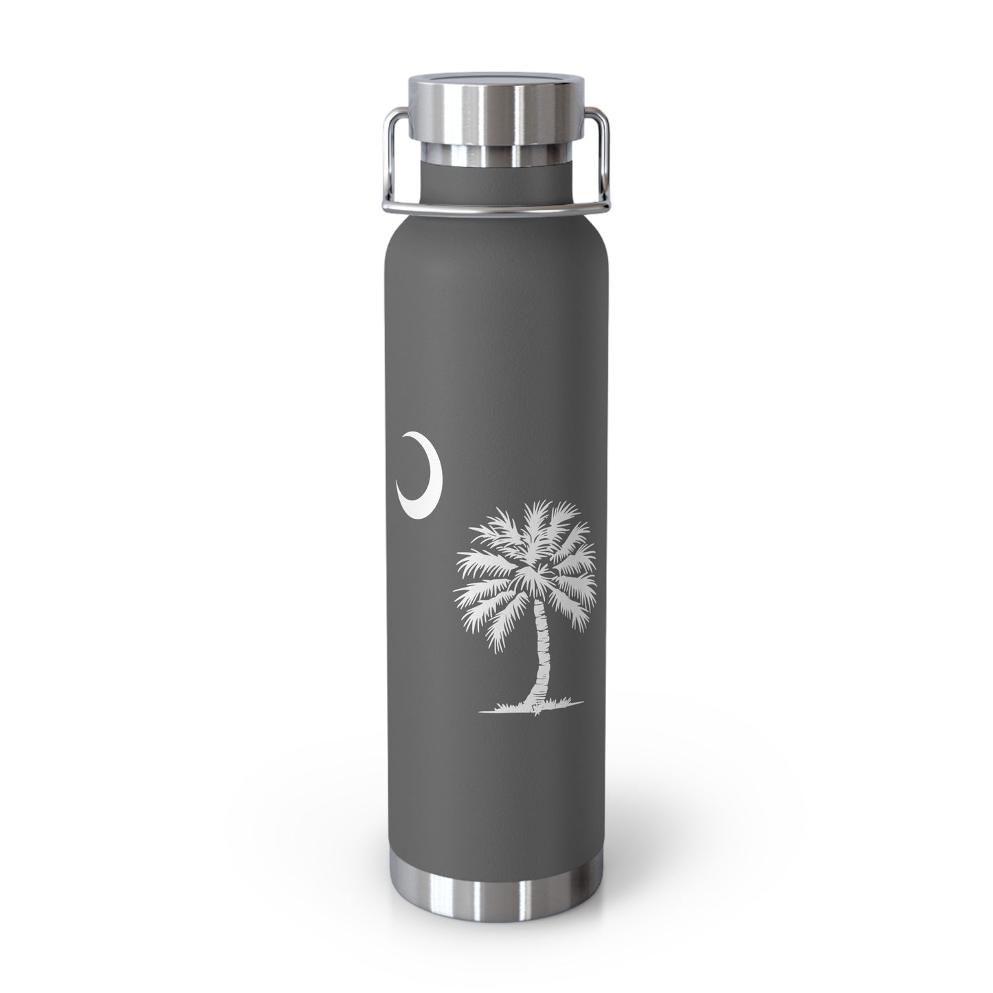 CDO - Palmetto and Crescent - Stylish Insulated Water Bottle, 22oz, Copper Vacuum Flask, Outdoor Hydration Gift, Eco-Friendly Travel Mug, SC Palmetto State Design