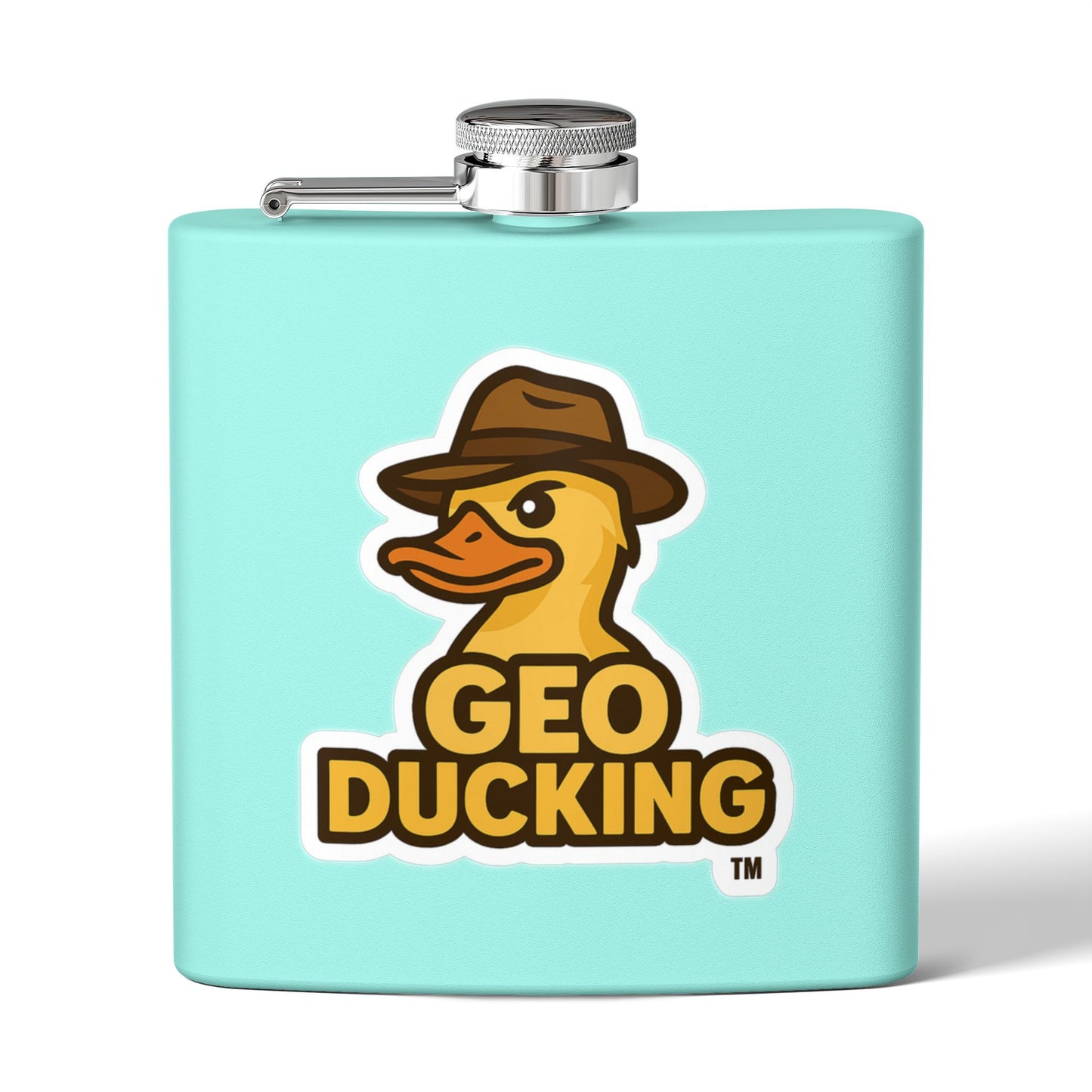 CDO - GeoDucking Flask - Palmetto and Crescent in an Oval - Stainless Steel Flask | Perfect Gift for Groomsmen, Travel, Weddings, Outdoor Adventures, Tailgating