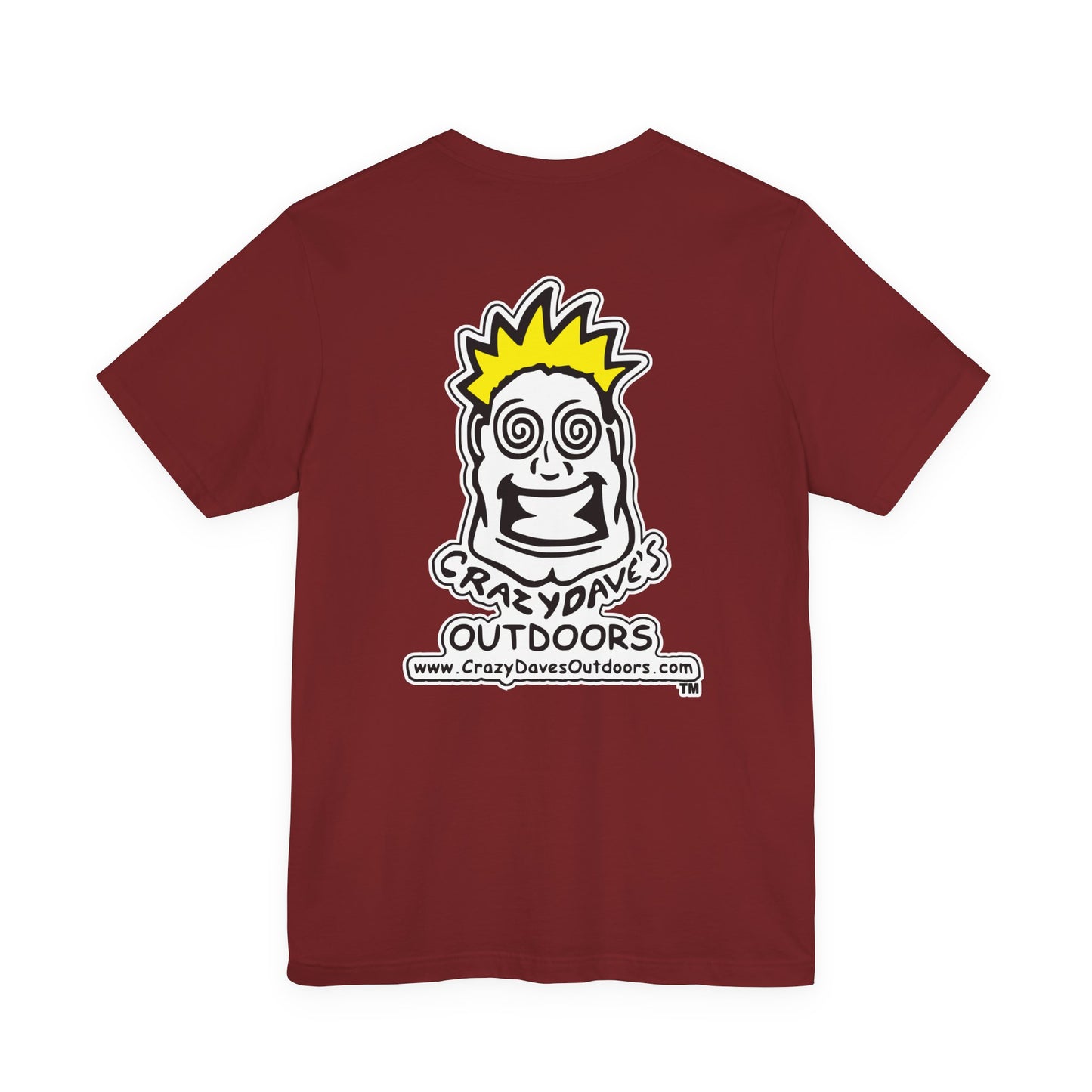 Crazy Daves Outdoors Logo Front and Back- Tee - Front- Unisex Jersey Short Sleeve Tee