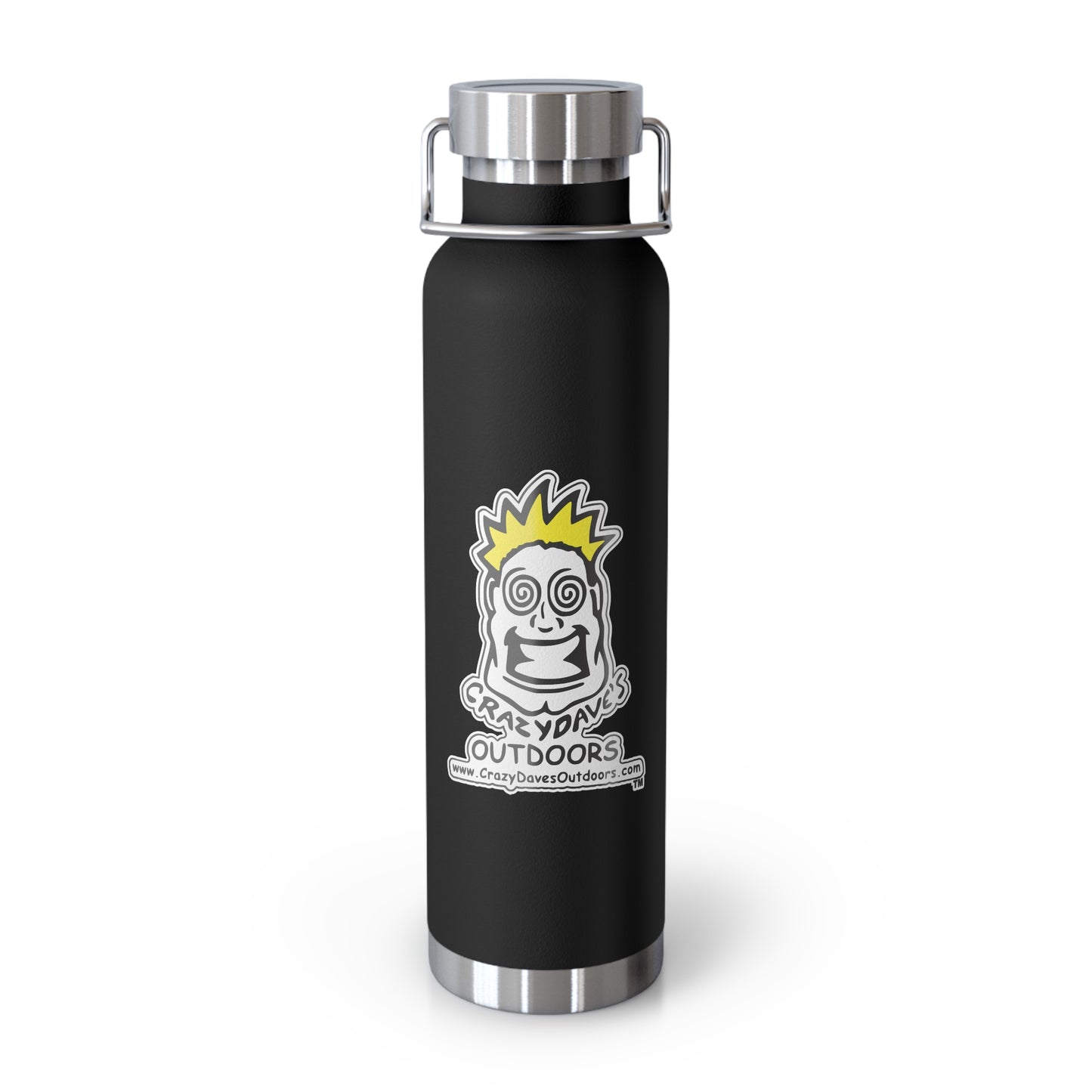 Crazy Dave's Outdoors Logo - Stylish Insulated Water Bottle, 22oz, Copper Vacuum Flask, Outdoor Hydration Gift, Eco-Friendly Travel Mug, SC Palmetto State Design