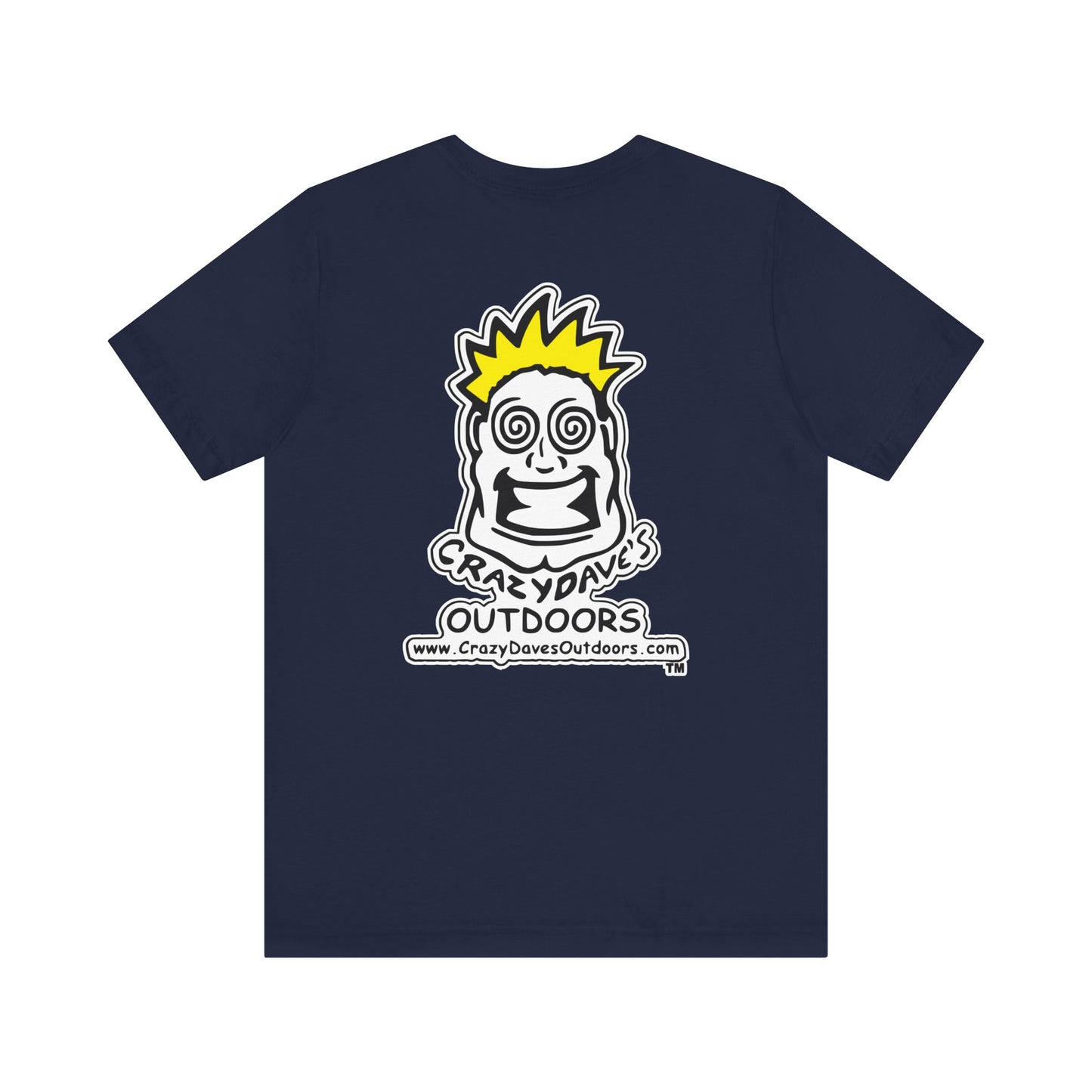 Crazy Daves Outdoors Logo Front and Back- Tee - Front- Unisex Jersey Short Sleeve Tee