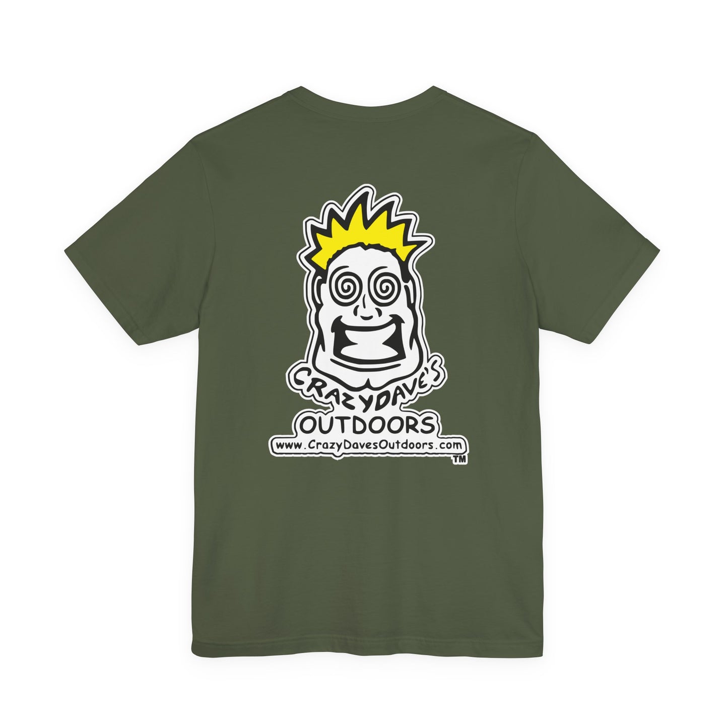 Crazy Daves Outdoors Logo Front and Back- Tee - Front- Unisex Jersey Short Sleeve Tee