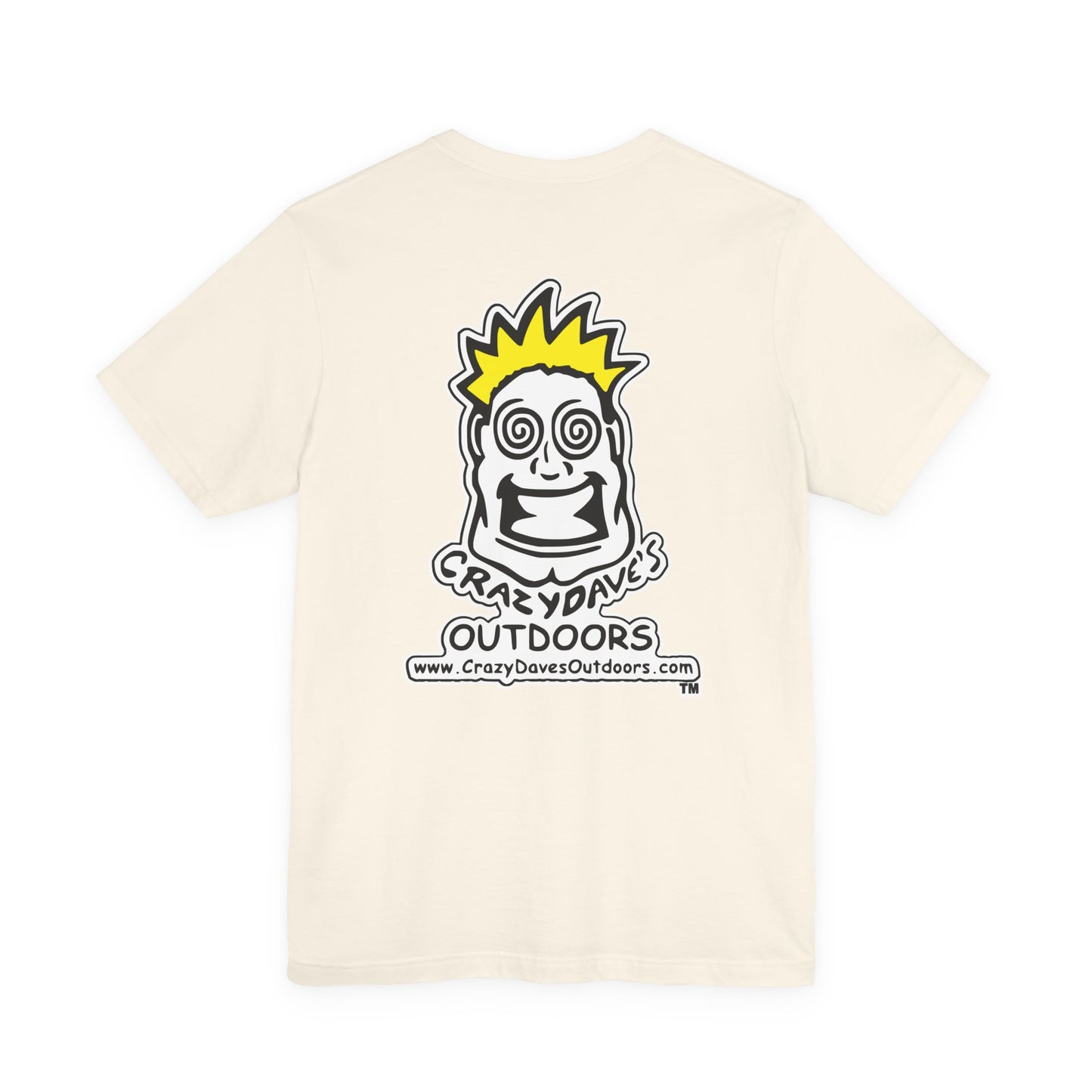Crazy Daves Outdoors Logo Front and Back- Tee - Front- Unisex Jersey Short Sleeve Tee