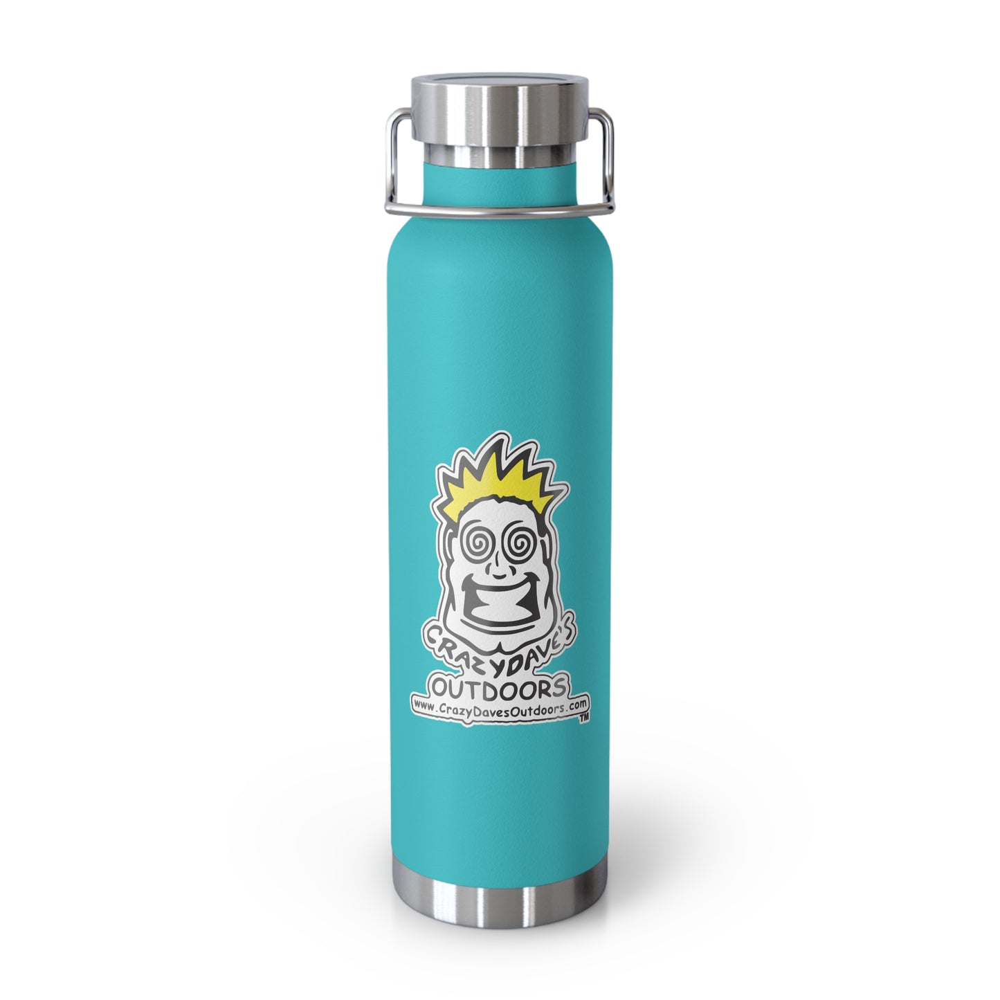 Crazy Dave's Outdoors Logo - Stylish Insulated Water Bottle, 22oz, Copper Vacuum Flask, Outdoor Hydration Gift, Eco-Friendly Travel Mug, SC Palmetto State Design