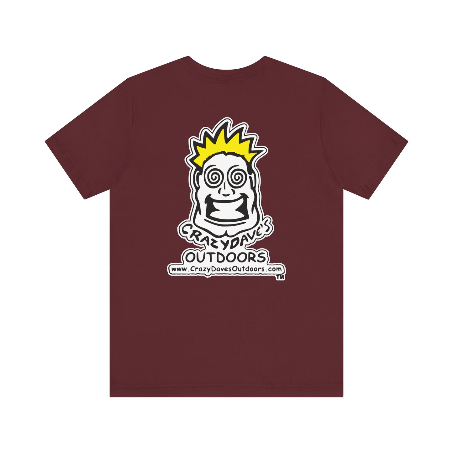 Crazy Daves Outdoors Logo Front and Back- Tee - Front- Unisex Jersey Short Sleeve Tee