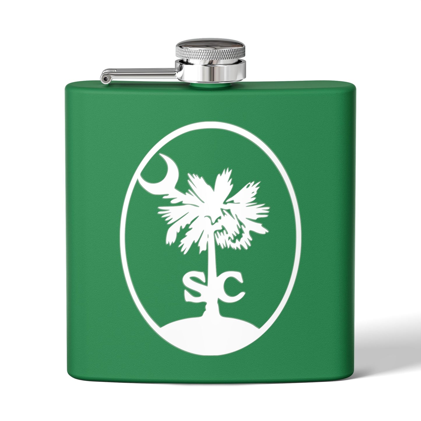 CDO - Palmetto and Crescent in an Oval - Stainless Steel Flask | Perfect Gift for Groomsmen, Travel, Weddings, Outdoor Adventures, Tailgating