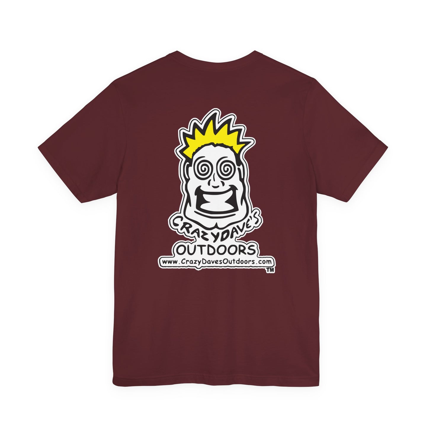 Crazy Daves Outdoors Logo Front and Back- Tee - Front- Unisex Jersey Short Sleeve Tee