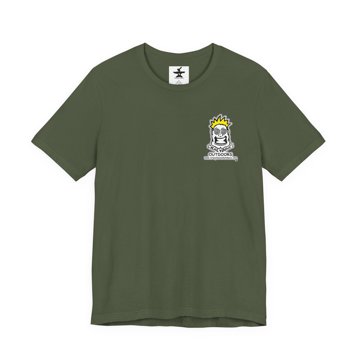 Crazy Daves Outdoors Logo Front and Back- Tee - Front- Unisex Jersey Short Sleeve Tee