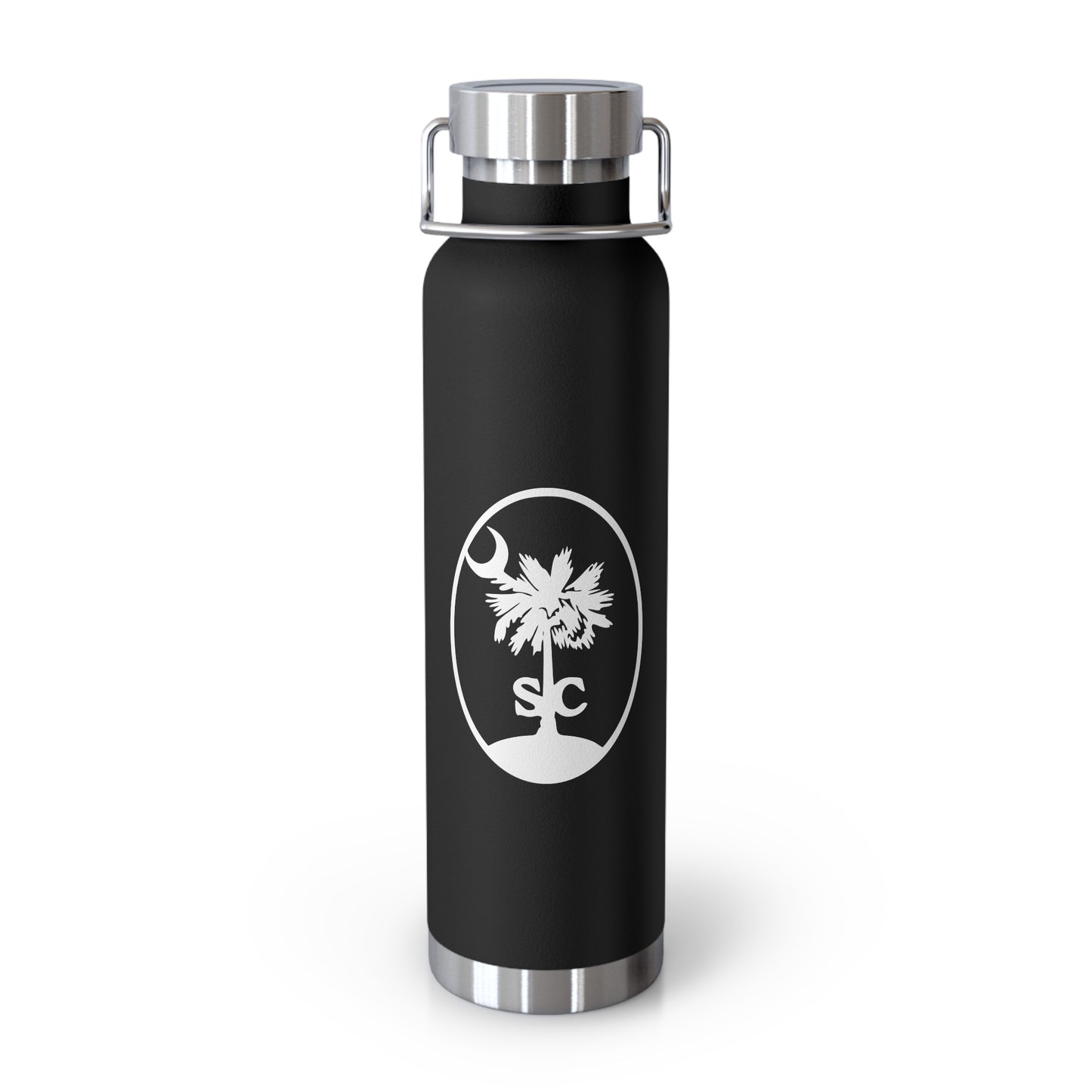 Palmetto and Crescent in an Oval - Stylish Insulated Water Bottle, 22oz, Copper Vacuum Flask, Outdoor Hydration Gift, Eco-Friendly Travel Mug, SC Palmetto State Design