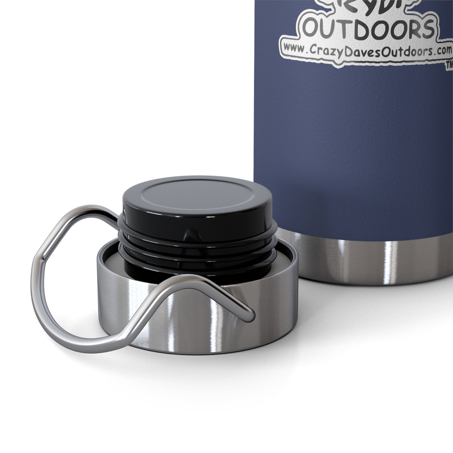 Crazy Dave's Outdoors Logo - Stylish Insulated Water Bottle, 22oz, Copper Vacuum Flask, Outdoor Hydration Gift, Eco-Friendly Travel Mug, SC Palmetto State Design