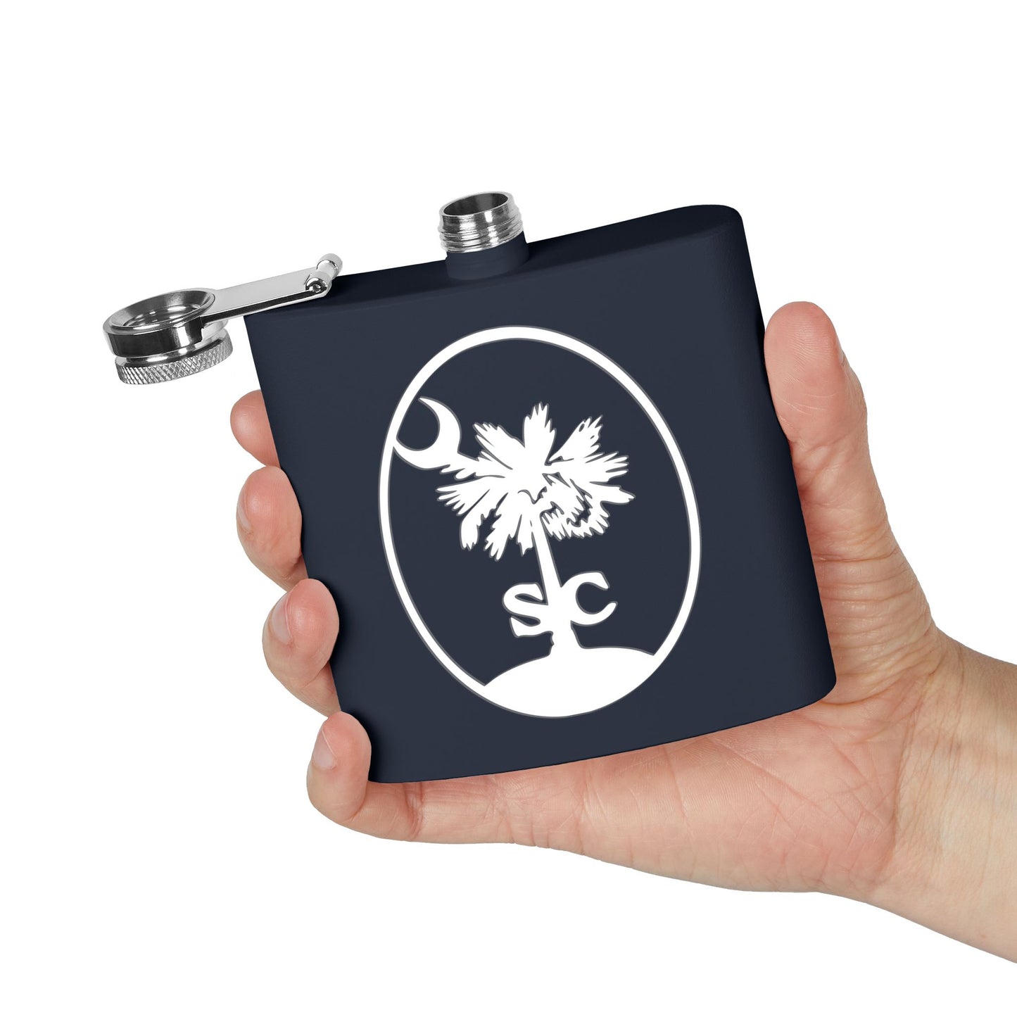 CDO - Palmetto and Crescent in an Oval - Stainless Steel Flask | Perfect Gift for Groomsmen, Travel, Weddings, Outdoor Adventures, Tailgating