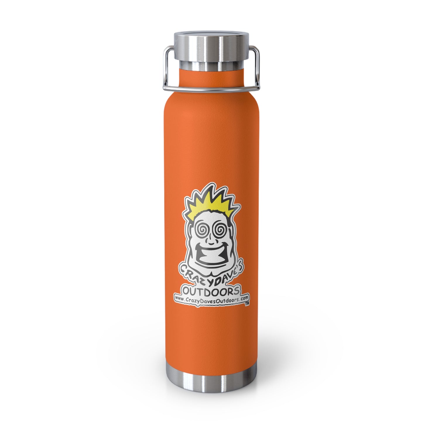 Crazy Dave's Outdoors Logo - Stylish Insulated Water Bottle, 22oz, Copper Vacuum Flask, Outdoor Hydration Gift, Eco-Friendly Travel Mug, SC Palmetto State Design