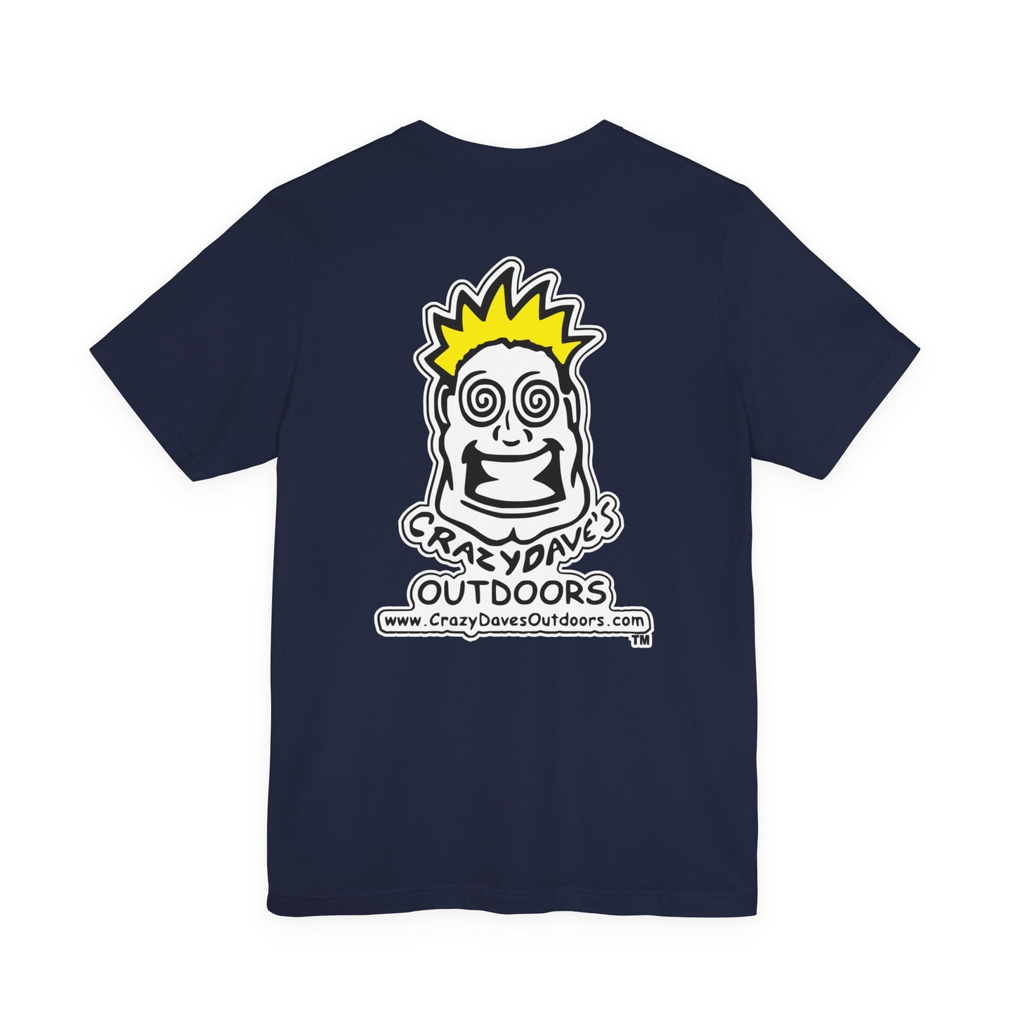 Crazy Daves Outdoors Logo Front and Back- Tee - Front- Unisex Jersey Short Sleeve Tee