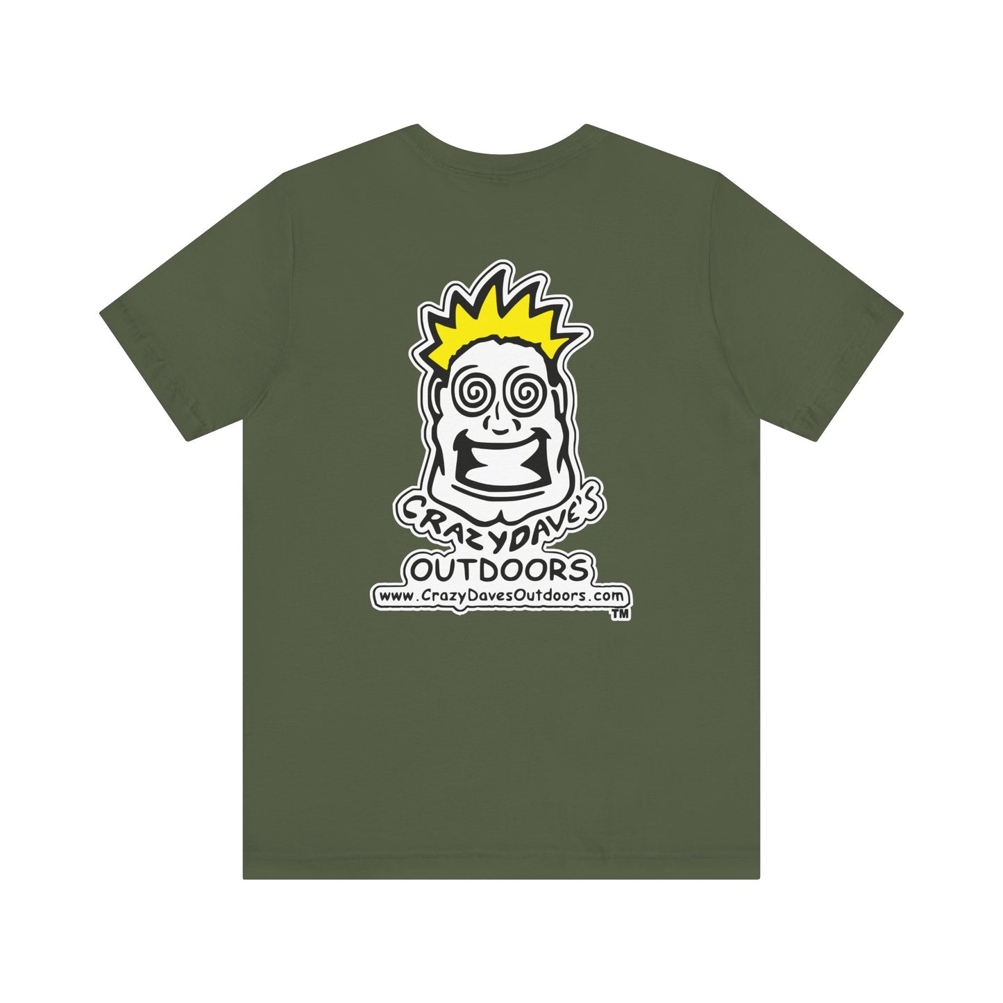 Crazy Daves Outdoors Logo Front and Back- Tee - Front- Unisex Jersey Short Sleeve Tee