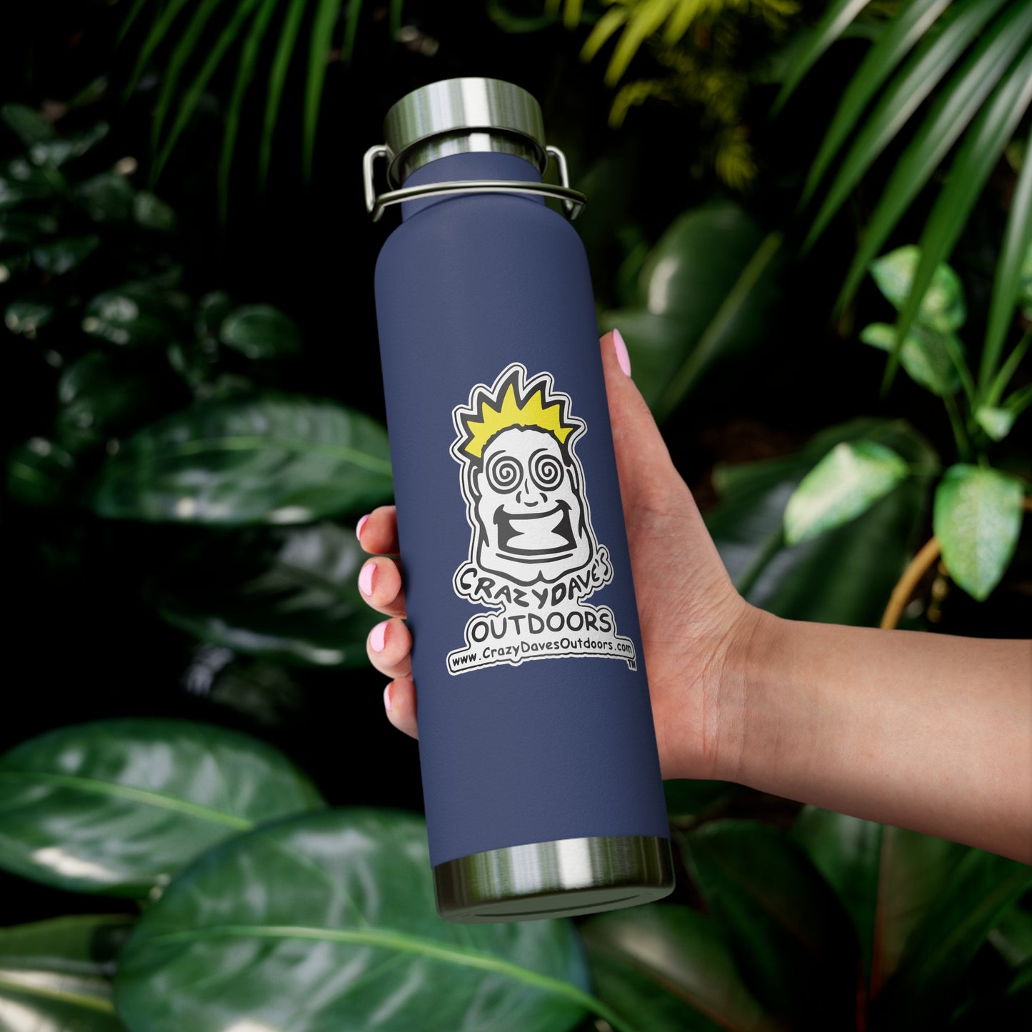 Crazy Dave's Outdoors Logo - Stylish Insulated Water Bottle, 22oz, Copper Vacuum Flask, Outdoor Hydration Gift, Eco-Friendly Travel Mug, SC Palmetto State Design