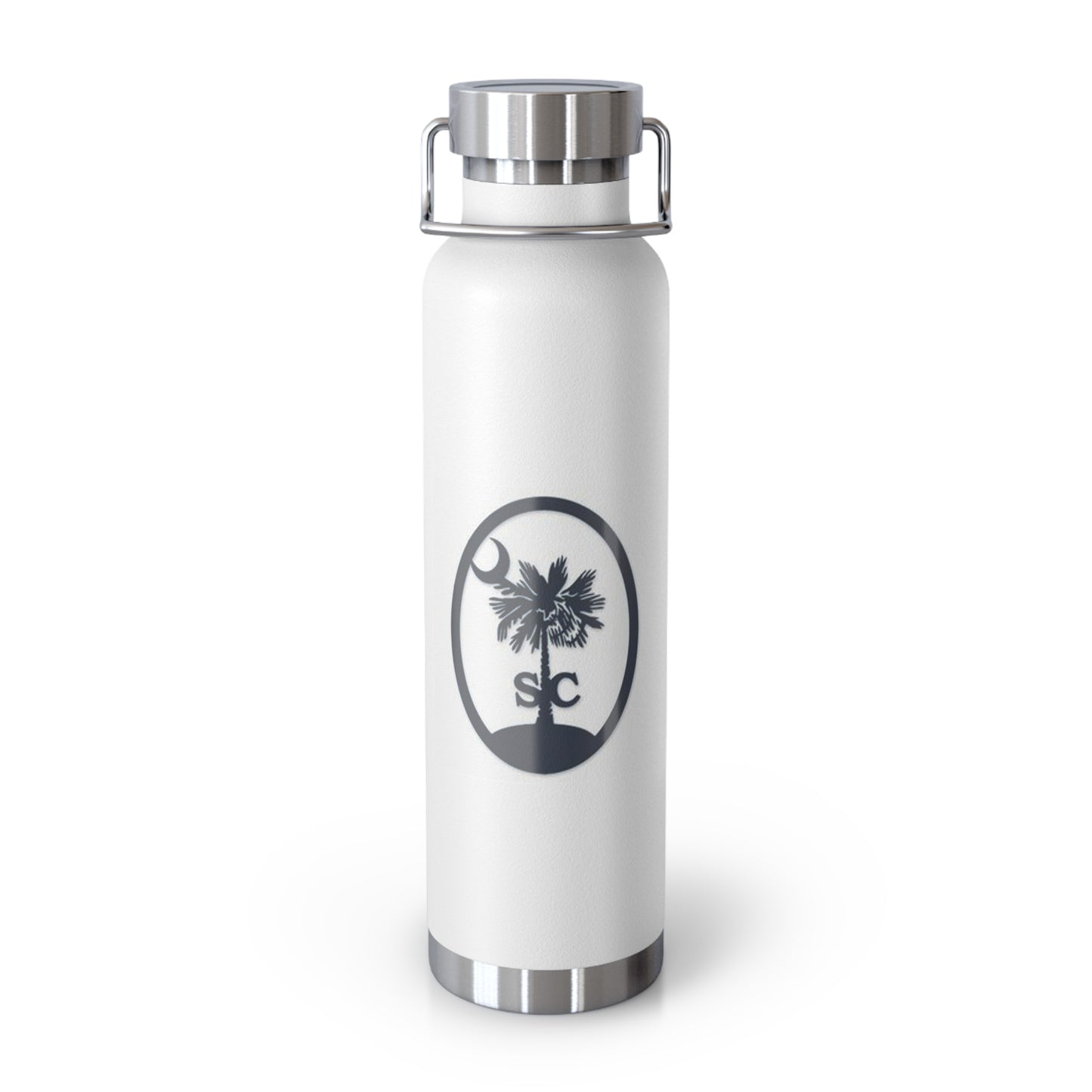Palmetto and Crescent in an Oval - Stylish Insulated Water Bottle, 22oz, Copper Vacuum Flask, Outdoor Hydration Gift, Eco-Friendly Travel Mug, SC Palmetto State Design
