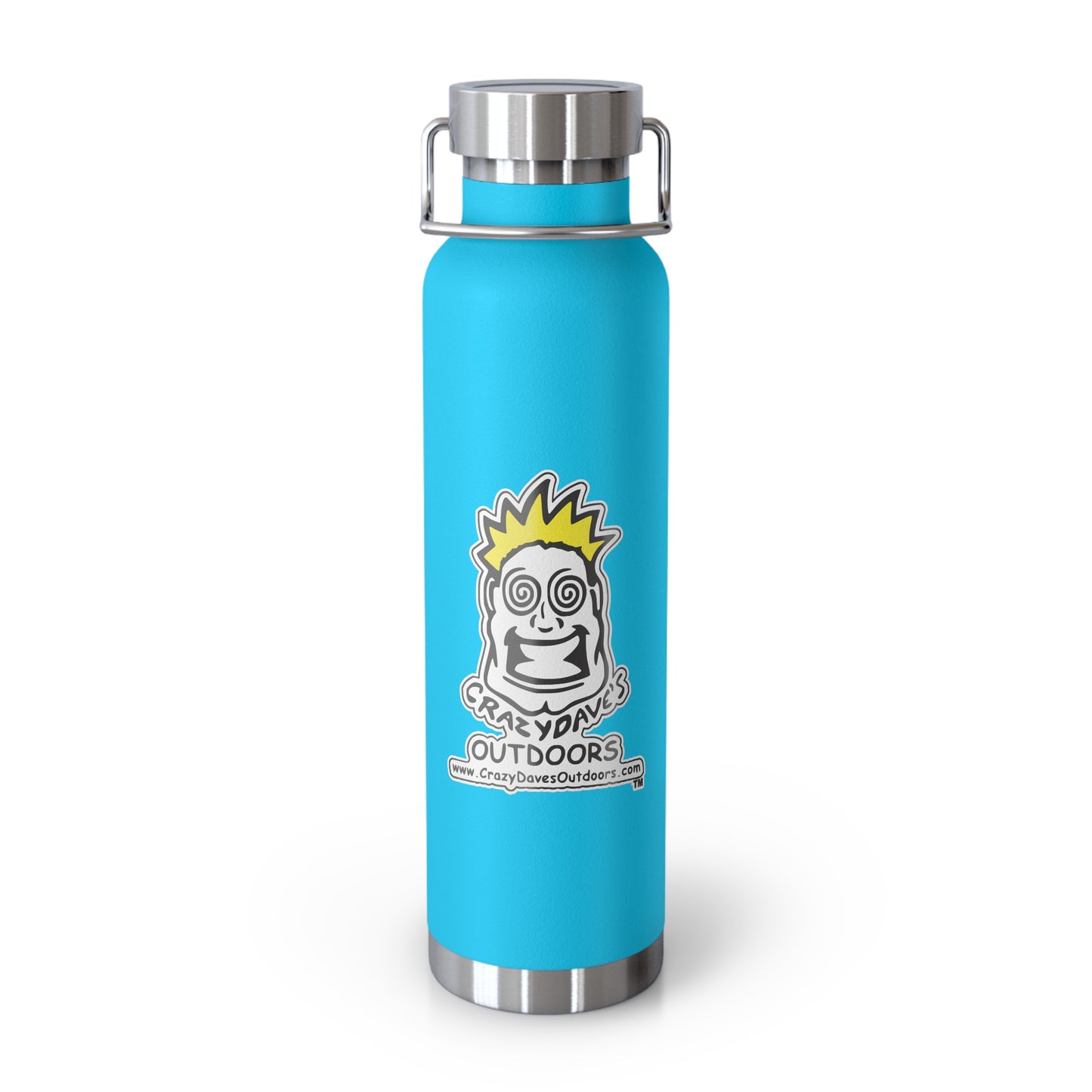Crazy Dave's Outdoors Logo - Stylish Insulated Water Bottle, 22oz, Copper Vacuum Flask, Outdoor Hydration Gift, Eco-Friendly Travel Mug, SC Palmetto State Design