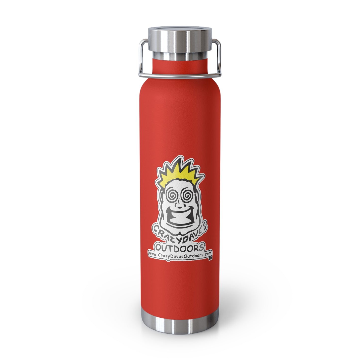 Crazy Dave's Outdoors Logo - Stylish Insulated Water Bottle, 22oz, Copper Vacuum Flask, Outdoor Hydration Gift, Eco-Friendly Travel Mug, SC Palmetto State Design