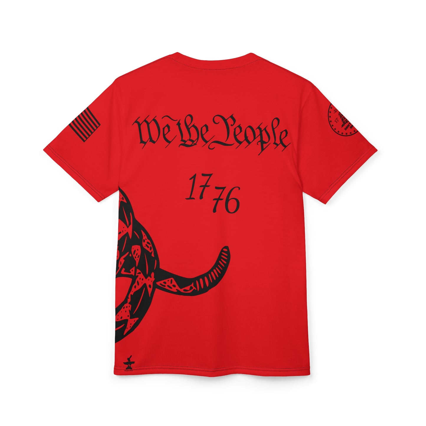 TF - We The People -Dont Tread On Me Abstract Tee - Red-Unisex Cut & Sew Tee (AOP)