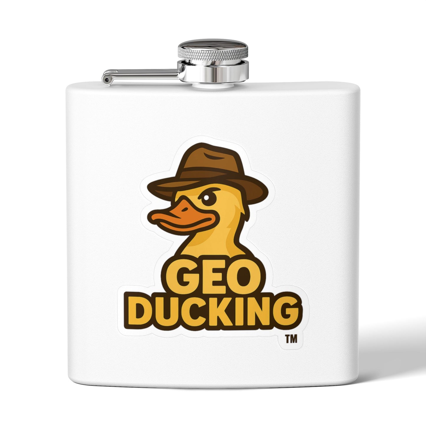 CDO - GeoDucking Flask - Palmetto and Crescent in an Oval - Stainless Steel Flask | Perfect Gift for Groomsmen, Travel, Weddings, Outdoor Adventures, Tailgating