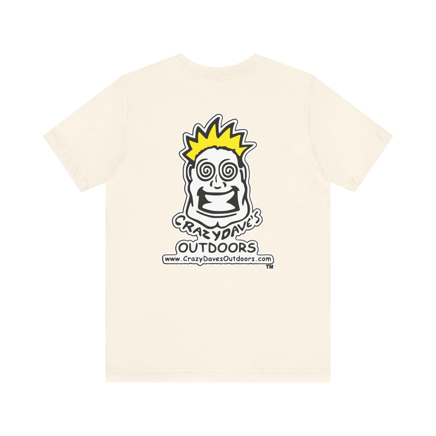 Crazy Daves Outdoors Logo Front and Back- Tee - Front- Unisex Jersey Short Sleeve Tee