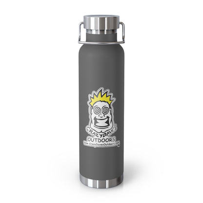 Crazy Dave's Outdoors Logo  - Stylish Insulated Water Bottle, 22oz, Copper Vacuum Flask, Outdoor Hydration Gift, Eco-Friendly Travel Mug, SC Palmetto State Design