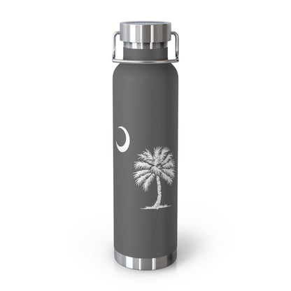 CDO - Palmetto and Crescent  - Stylish Insulated Water Bottle, 22oz, Copper Vacuum Flask, Outdoor Hydration Gift, Eco-Friendly Travel Mug, SC Palmetto State Design