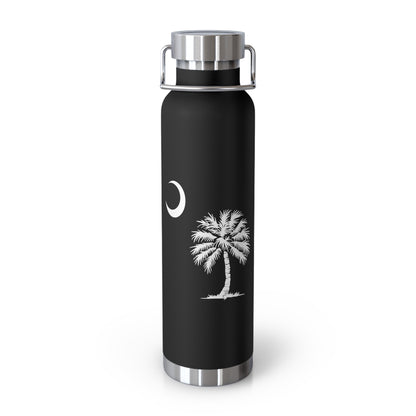 CDO - Palmetto and Crescent  - Stylish Insulated Water Bottle, 22oz, Copper Vacuum Flask, Outdoor Hydration Gift, Eco-Friendly Travel Mug, SC Palmetto State Design