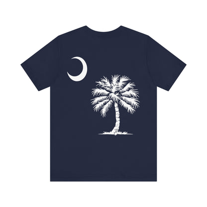 Palmetto Tree and Crescent - Front and Back Print - Unisex Jersey Short Sleeve Tee