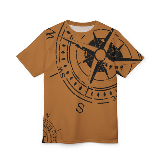 TF - Compass Abstract - Light Brown - Unisex Cut & Sew Tee (AOP)