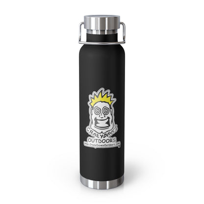 Crazy Dave's Outdoors Logo  - Stylish Insulated Water Bottle, 22oz, Copper Vacuum Flask, Outdoor Hydration Gift, Eco-Friendly Travel Mug, SC Palmetto State Design