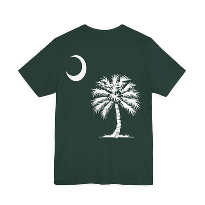 Palmetto Tree and Crescent - Front and Back Print - Unisex Jersey Short Sleeve Tee