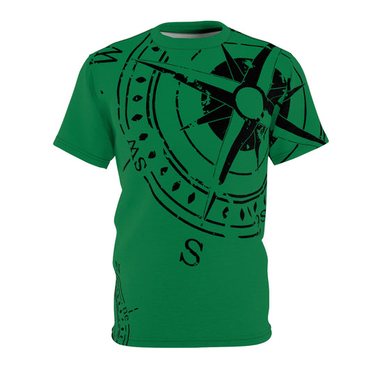 TF - Compass Abstract - Dark Green - Unisex Cut & Sew Tee (AOP)