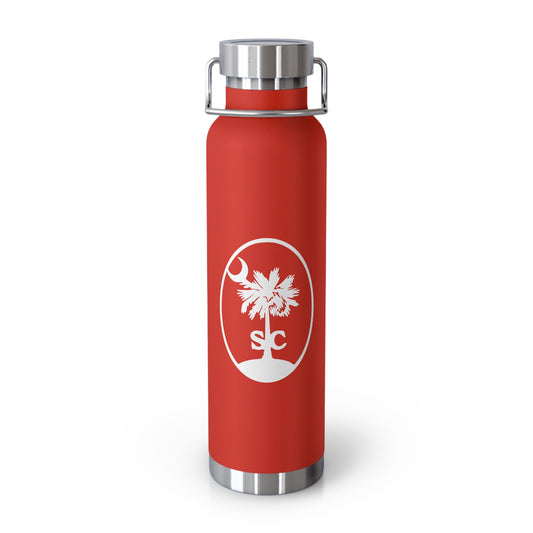 Palmetto and Crescent in an Oval - Stylish Insulated Water Bottle, 22oz, Copper Vacuum Flask, Outdoor Hydration Gift, Eco-Friendly Travel Mug, SC Palmetto State Design