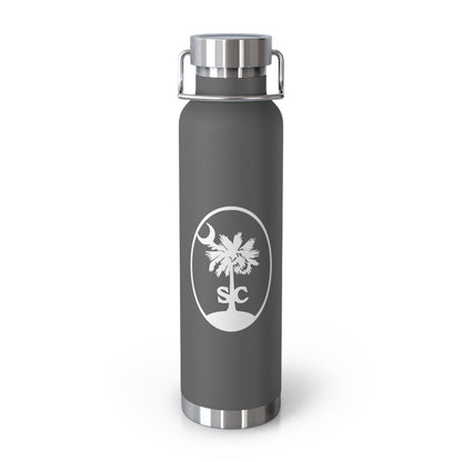 Palmetto and Crescent in an Oval - Stylish Insulated Water Bottle, 22oz, Copper Vacuum Flask, Outdoor Hydration Gift, Eco-Friendly Travel Mug, SC Palmetto State Design