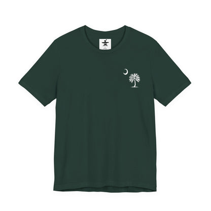 Palmetto Tree and Crescent - Front and Back Print - Unisex Jersey Short Sleeve Tee