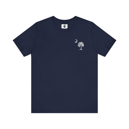 Palmetto Tree and Crescent - Front and Back Print - Unisex Jersey Short Sleeve Tee