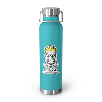 Crazy Dave's Outdoors Logo  - Stylish Insulated Water Bottle, 22oz, Copper Vacuum Flask, Outdoor Hydration Gift, Eco-Friendly Travel Mug, SC Palmetto State Design