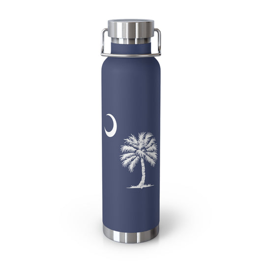 CDO - Palmetto and Crescent  - Stylish Insulated Water Bottle, 22oz, Copper Vacuum Flask, Outdoor Hydration Gift, Eco-Friendly Travel Mug, SC Palmetto State Design