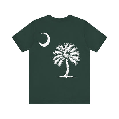 Palmetto Tree and Crescent - Front and Back Print - Unisex Jersey Short Sleeve Tee