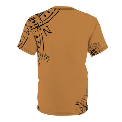 TF - Compass Abstract - Light Brown - Unisex Cut & Sew Tee (AOP)