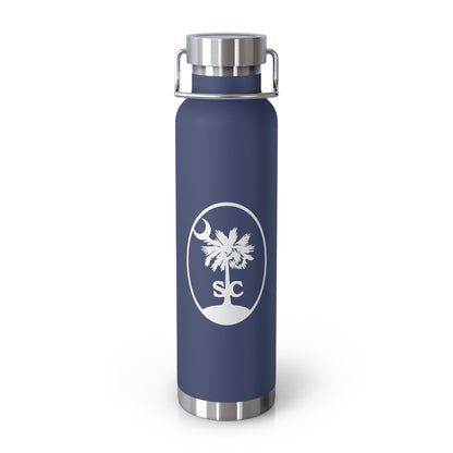 Palmetto and Crescent in an Oval - Stylish Insulated Water Bottle, 22oz, Copper Vacuum Flask, Outdoor Hydration Gift, Eco-Friendly Travel Mug, SC Palmetto State Design