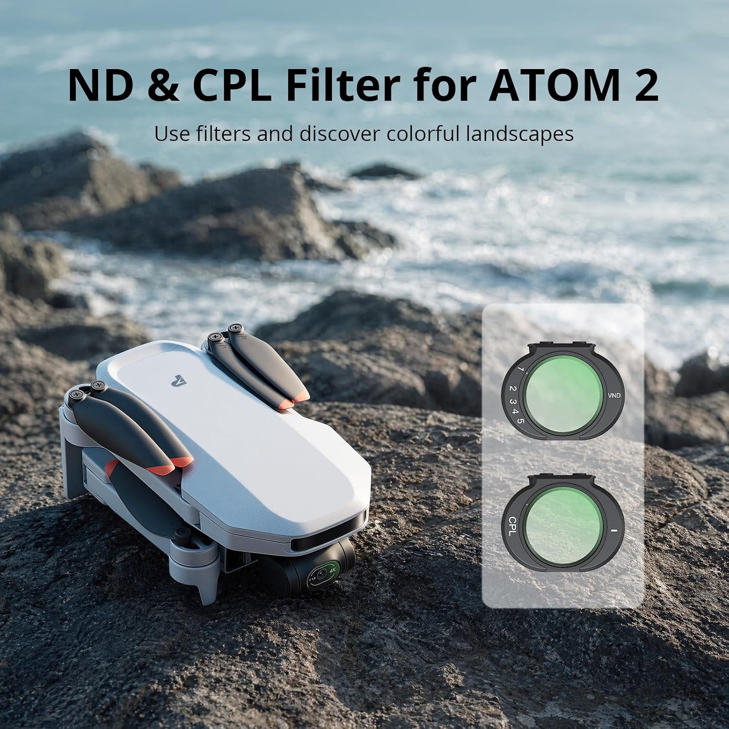 ATOM 2 Drones with Camera for Adults 4K, 8K Photo, 96-Min Flight, 3-Axis Gimbal, 10KM Transmission, AI Track, Vertical Shooting, AI Night Shot, Fly More Combo with ND CPL Filter, Remote Strap