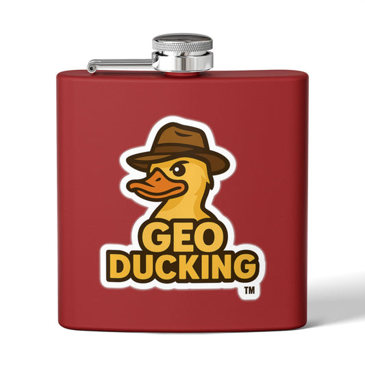CDO - GeoDucking Flask - Palmetto and Crescent in an Oval - Stainless Steel Flask | Perfect Gift for Groomsmen, Travel, Weddings, Outdoor Adventures, Tailgating