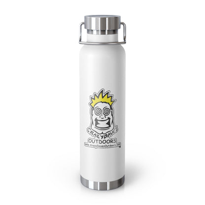 Crazy Dave's Outdoors Logo  - Stylish Insulated Water Bottle, 22oz, Copper Vacuum Flask, Outdoor Hydration Gift, Eco-Friendly Travel Mug, SC Palmetto State Design
