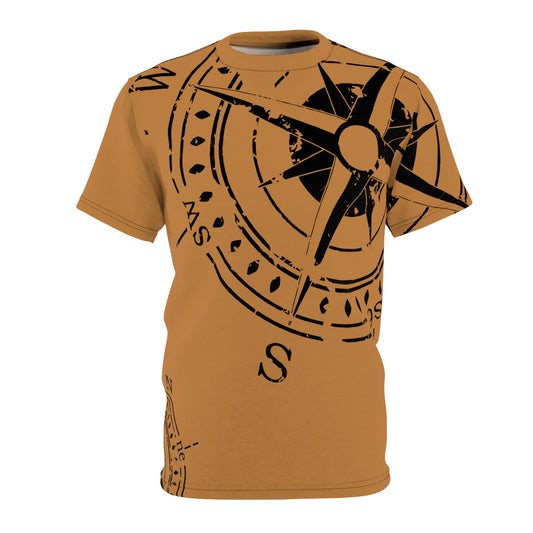 TF - Compass Abstract - Light Brown - Unisex Cut & Sew Tee (AOP)