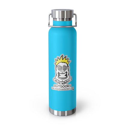 Crazy Dave's Outdoors Logo  - Stylish Insulated Water Bottle, 22oz, Copper Vacuum Flask, Outdoor Hydration Gift, Eco-Friendly Travel Mug, SC Palmetto State Design