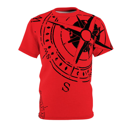 TF - Compass Abstract - Red - Unisex Cut & Sew Tee (AOP)