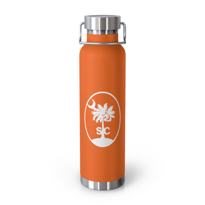 Palmetto and Crescent in an Oval - Stylish Insulated Water Bottle, 22oz, Copper Vacuum Flask, Outdoor Hydration Gift, Eco-Friendly Travel Mug, SC Palmetto State Design