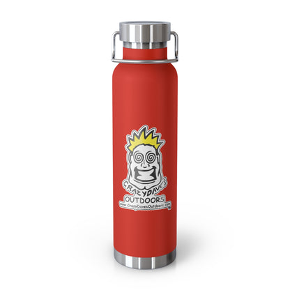 Crazy Dave's Outdoors Logo  - Stylish Insulated Water Bottle, 22oz, Copper Vacuum Flask, Outdoor Hydration Gift, Eco-Friendly Travel Mug, SC Palmetto State Design